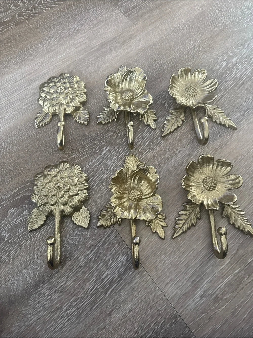 Gold Floral Wall Hooks - Decorative Home Wall Decor